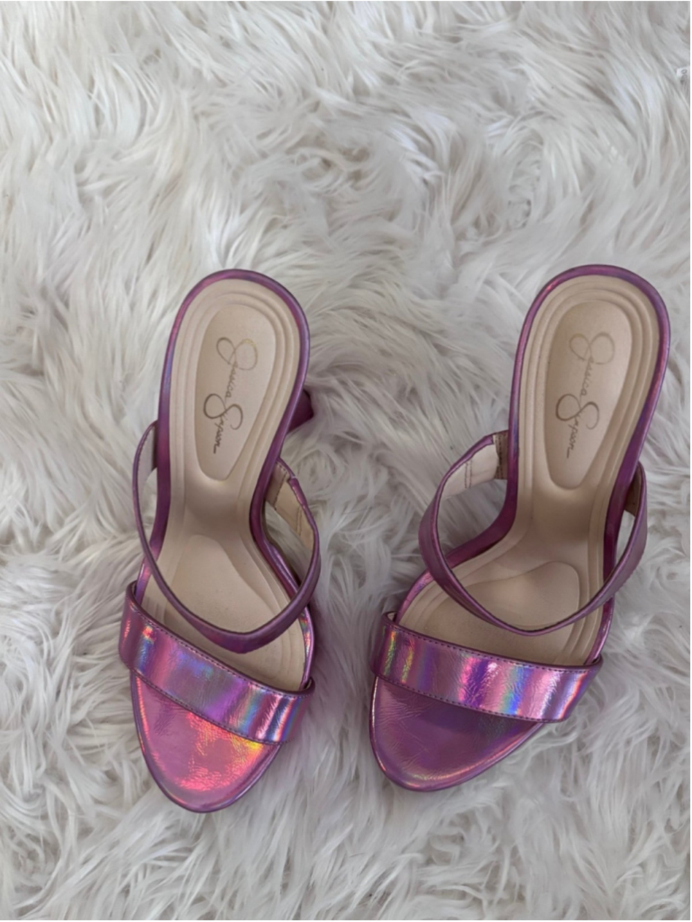 Jessica Simpson Sempira Platform Heel Pink Iridescent Heels Metallic 8.5 - Picture 6 of 7